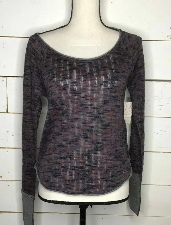 MEDIUM Womens Spaced Out Scoop Neck Knit Top Purple Night Combo BNWT - Image 2
