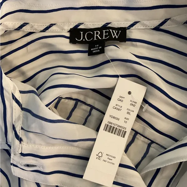 NWT J crew Sheer popover top in crepe de chine Sz 10 Sold Out - tear in front - Image 9