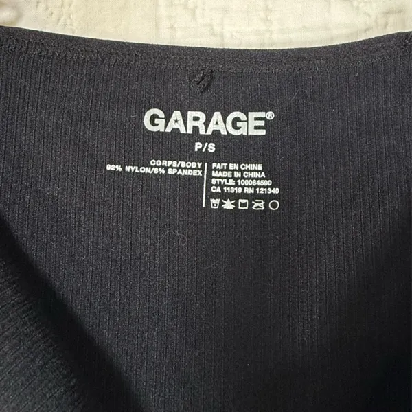 Garage Black Ribbed Mini Slip Dress - Image 2