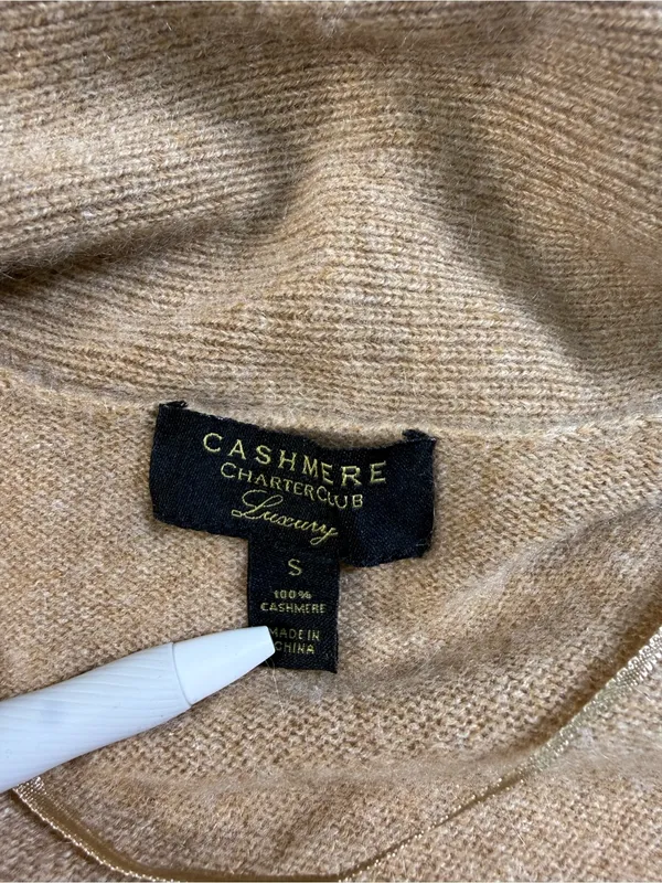 Cashmere Charter Club Relaxed Open-Front Cardigan in Camel Brown - Image 7