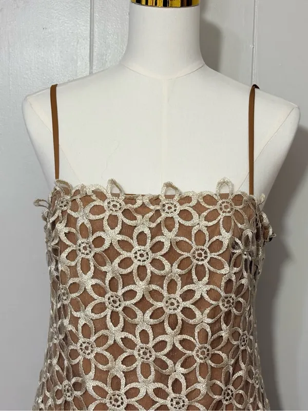 Showpo Ruth Midi Dress Natural Floral Lace Strappy Slip Dress US 10 NWT - Image 3