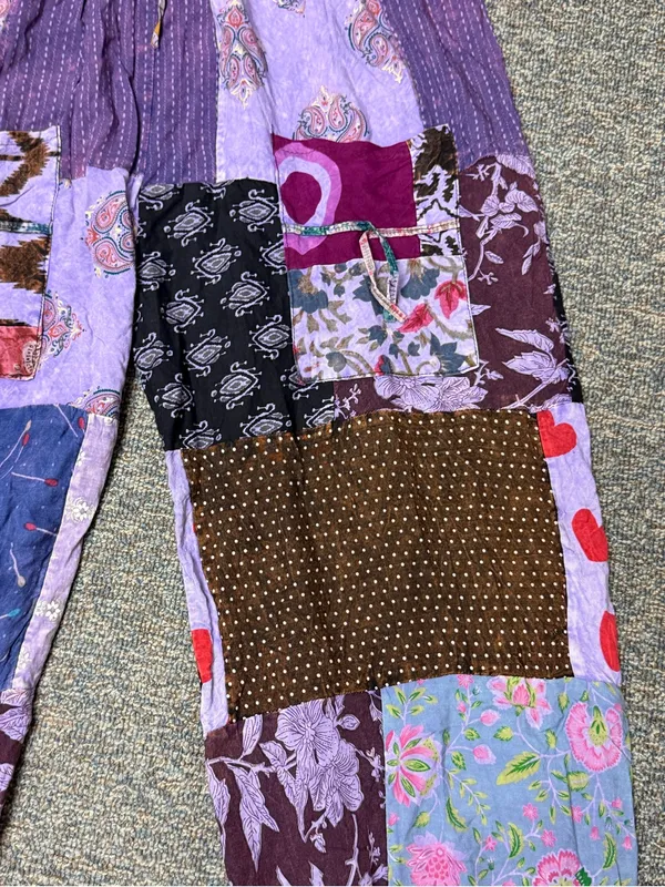 NEW Kantha Patchwork Harem Pants Boho Joggers Purple S-XL - Image 5