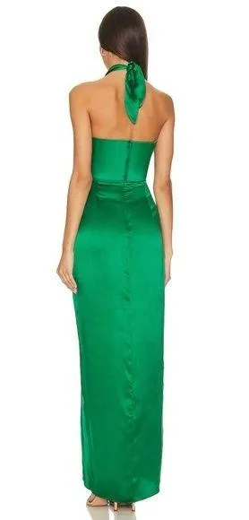 X Revolve Mezcal 100% Silk Maxi Gown In Dark Green - Image 2