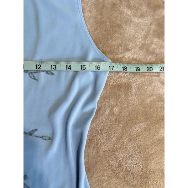 Eye Candy Blue Flower Glitter Open/Tie Back Maxi Dress Size‎ L Sleeveless Slit - Image 8