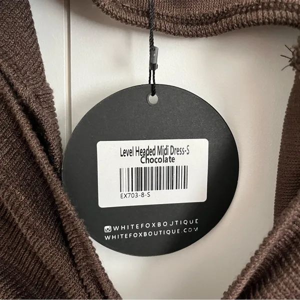 White Fox Level Headed Midi Dress in Chocolate - Image 6