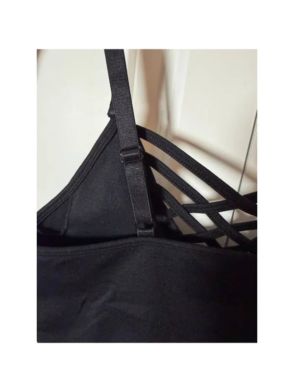 ZENANA Black Criss-Cross Sports Bra S - Image 4