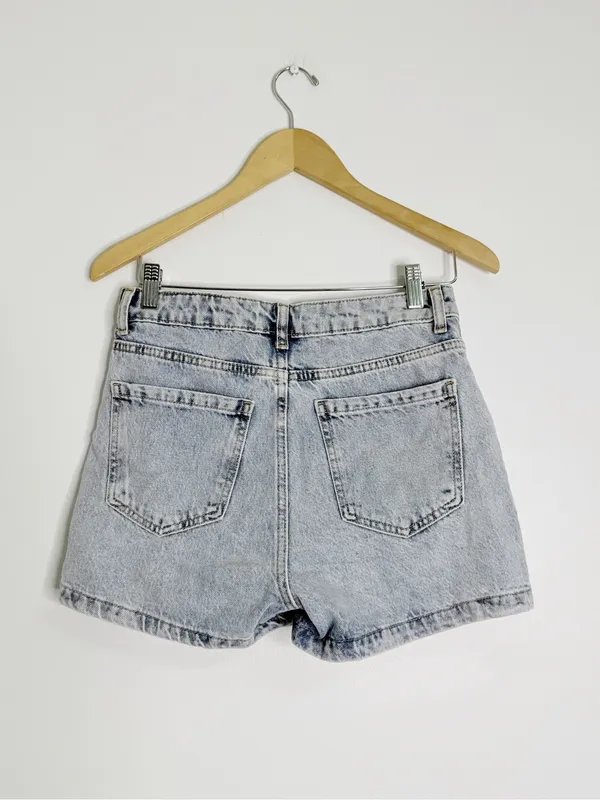 Zara Denim Wrap Skort Light Wash Size S USA 4 Acid Wash 100% Cotton - Image 2