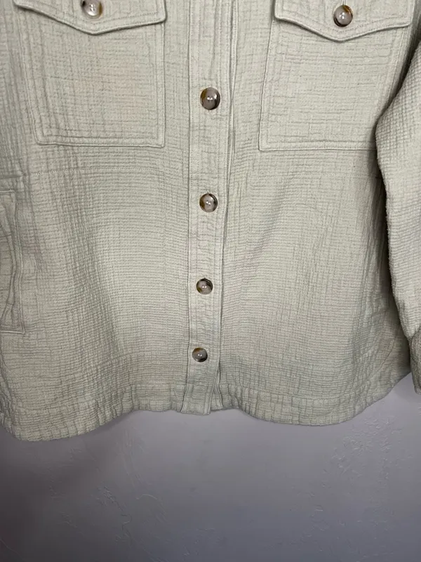 Madewell Waffle Back Branner Shirt Jacket Light Sage Green Utility‎ Shacket - Image 3