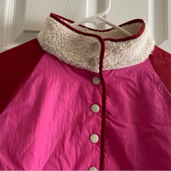 Zara Cropped Shearling Retro Colorblock Jacket M - Image 10