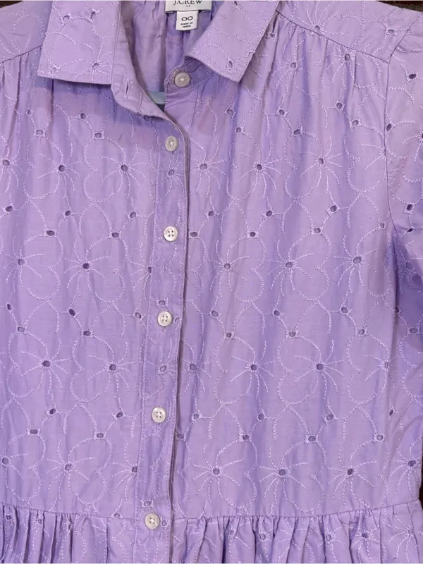J. Crew womens eyelet long sleeve shirt dress lavender purple 00 - Image 4