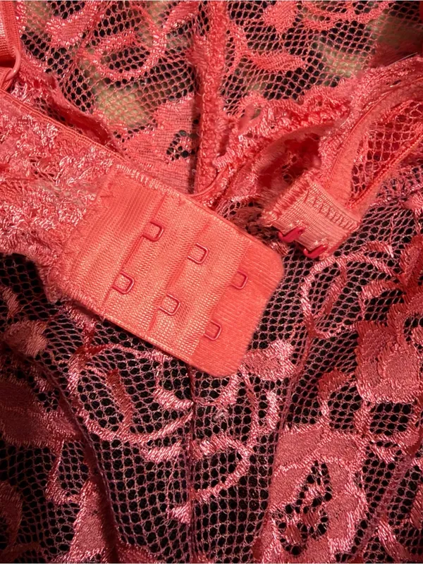 2000s vintage whimsical pink and black lace floral bodysuit - Image 6