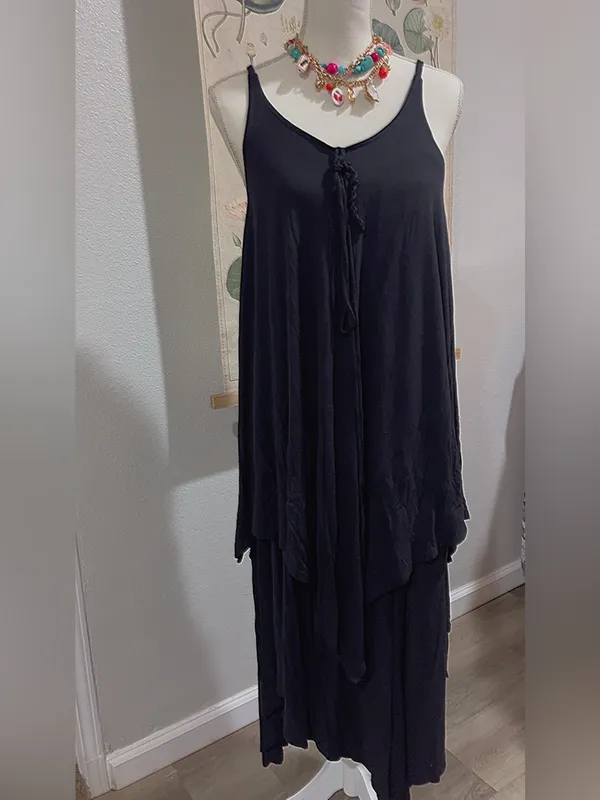 Free people beach black layered dress - Image 3
