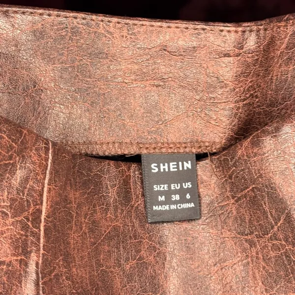 SheIn Dark Brown Layered Faux-Leather Mini Skirt - Image 3