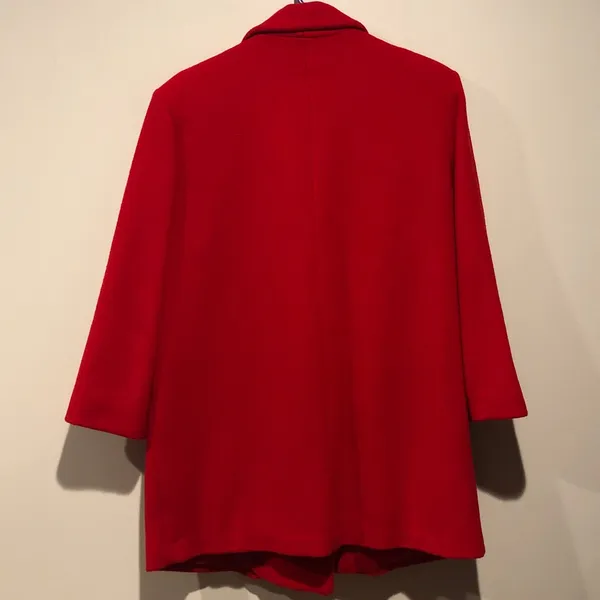 Herman Kay Vintage Red Double-Breasted Wool Blend Coat - Image 4