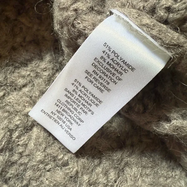 NEW Boho Elie Tahari Gray Cropped Cable Knit Mohair Blend Gray Cottage - Image 5