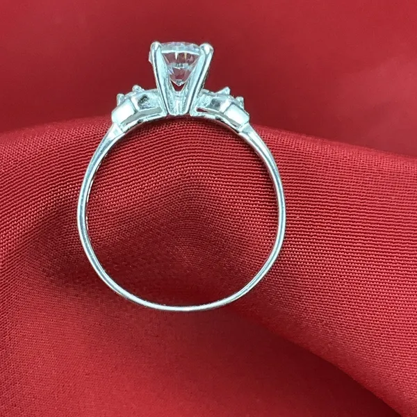 Oval Cut Cz Vintage Solitaire Engagement Ring‎ Size 8 In 925 Silver - Image 2