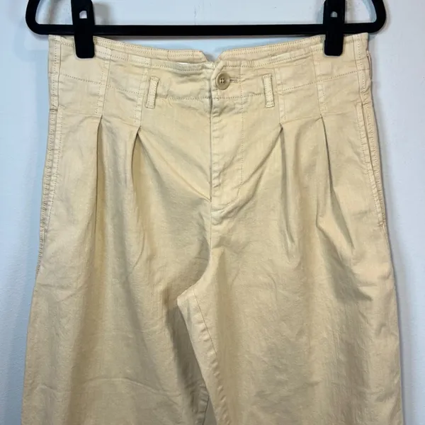 Maeve Anthropologie Remi Wide Leg Cropped Pants Beige High Waist Culottes Size 8 - Image 3