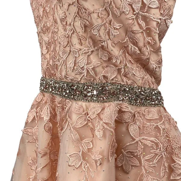 NEW Sherri Hill Pink Tulle Floral Embroidery Embellished Mini A-Line Dress Sz 18 - Image 4