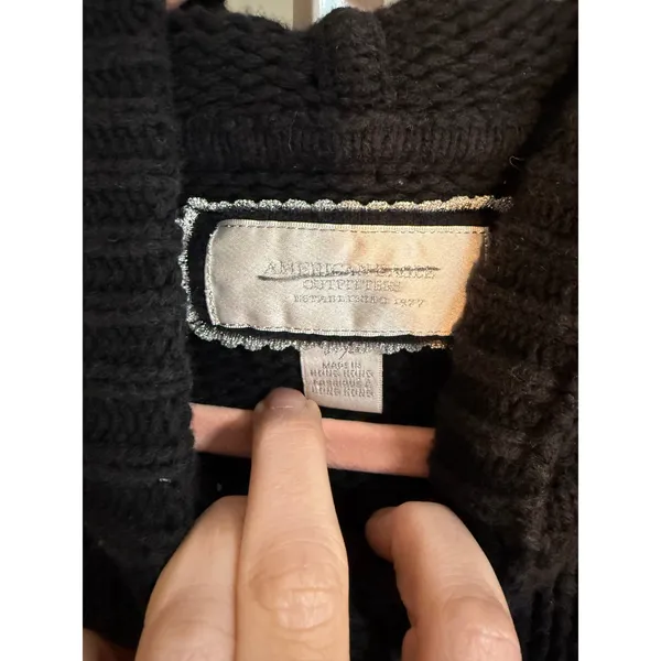 American Eagle Hooded Chunky Knit Cardigan‎ Sweater Black SP Petite 90's - Image 5