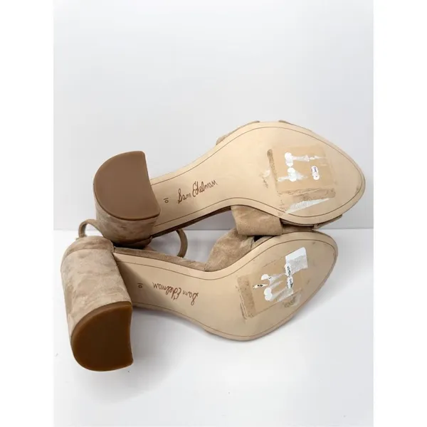Sam Edelman Sandals Womens Size 10 Tan Suede Ankle Strap Block Heel‎ - Image 9