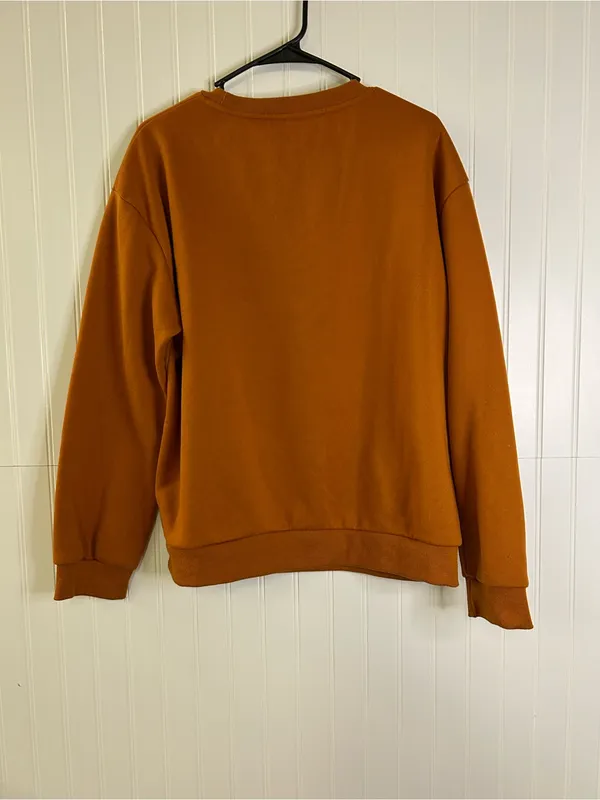 Amazon Burnt Orange Floral Graphic Crewneck Sweatshirt Size XL - Image 3