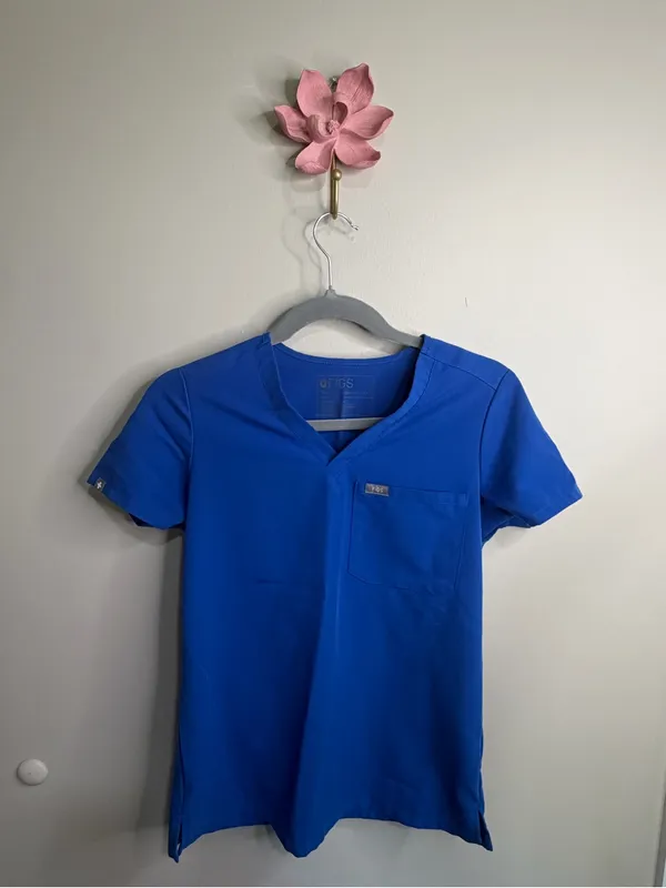 Figs V-Neck Scrub Top in Cobalt Blue - Image 2