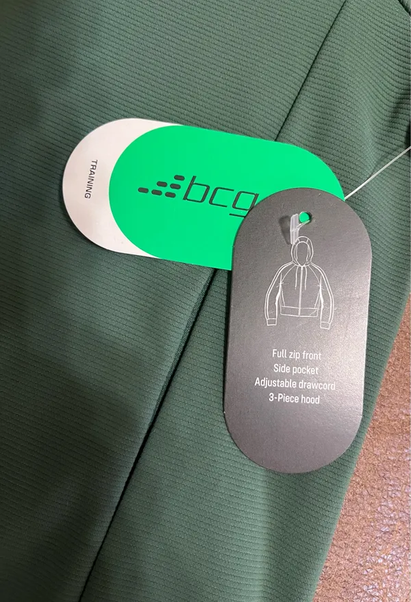 BCG Women's Full Zip Hooded Jacket Pockets Green Relaxed Fit XS Training Green - Image 7