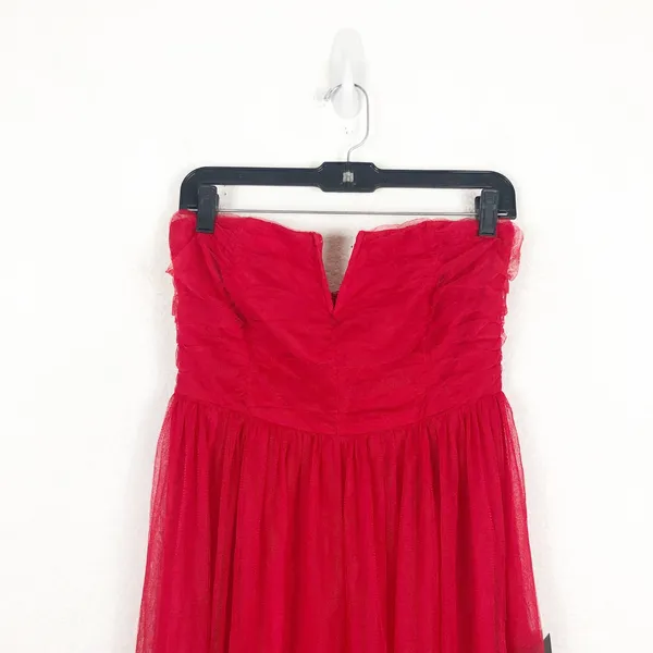 NWT Lulus Queen Behavior Maxi Dress Size Medium Red Tulle Strapless Gown Vday - Image 5