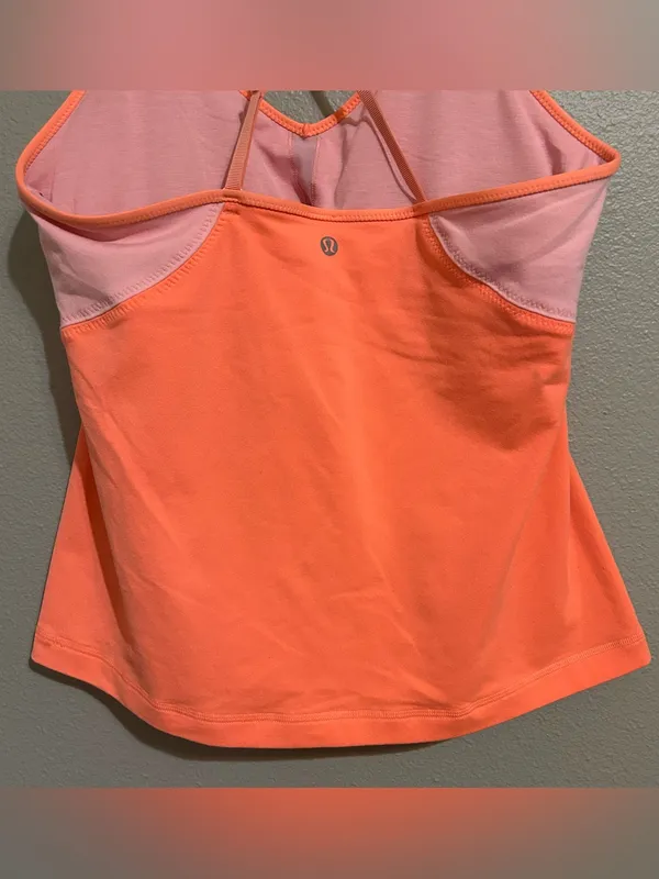 Lululemon Surya Pink Orange Strappy Back Athletic Yoga Tank Top Women’s Size 10 - Image 8