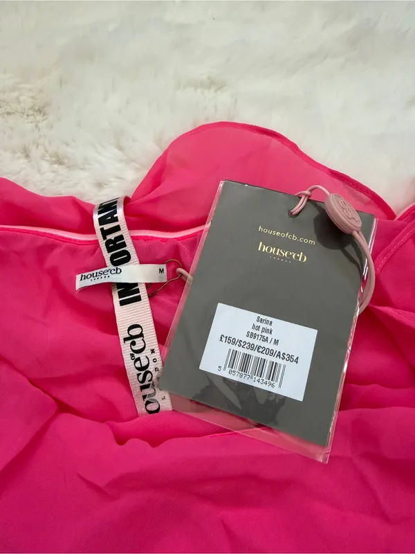 House of CB Ruffle Strapless Maxi Dress M - Hot Pink - Image 6