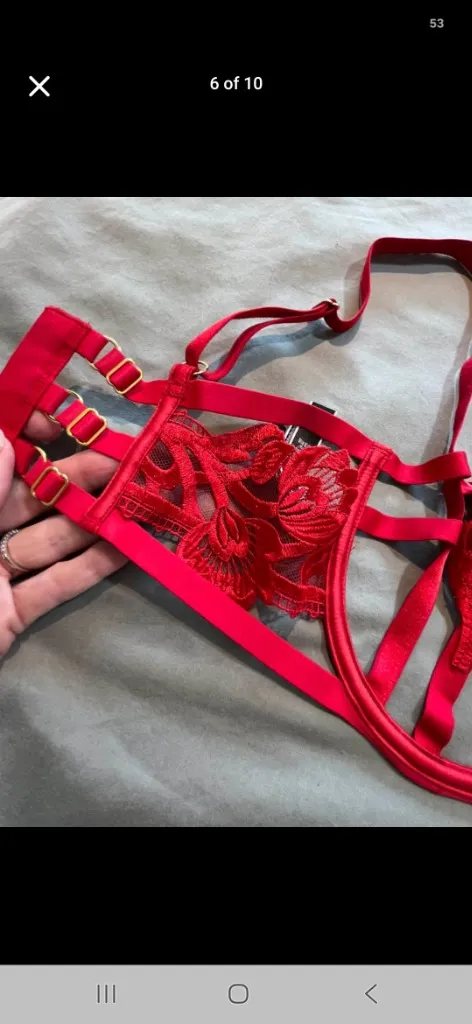 Victoria's Secret Balconette Red Strappy Cage Bra - Image 6