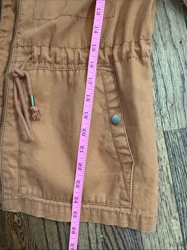 Old Navy Burnt Orange Rust Canvas Utility Field Jacket Drawstring Waist Medium M - Image 9