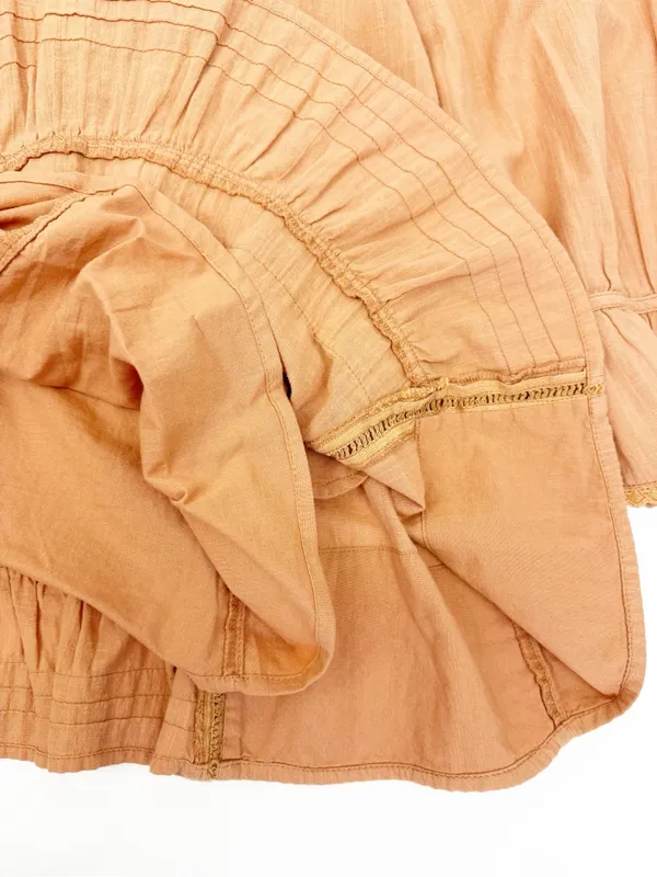 Free People 5 O’Clock Tea Time Mini Dress Peached Copper Cotton Crochet Lace - Image 12
