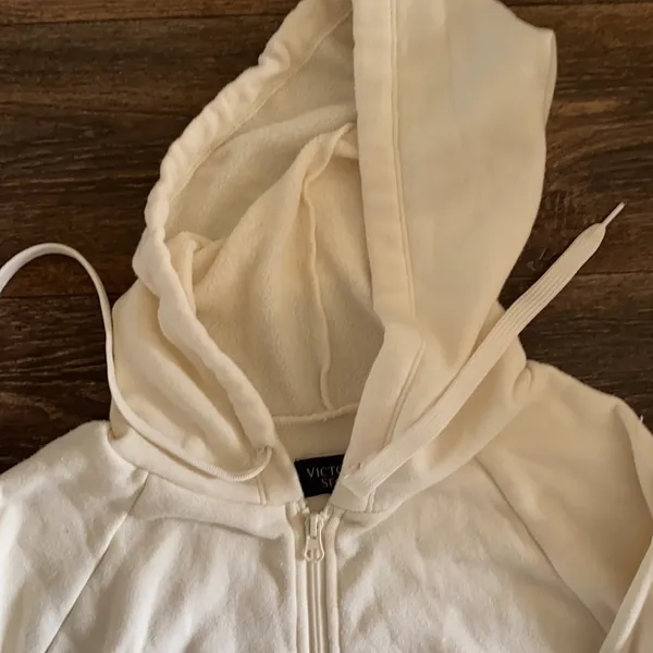 Victoria's Secret Cream Zip Up Hoodie - Image 3