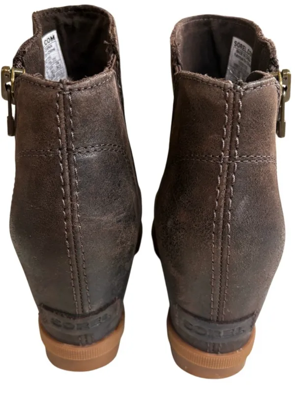 EUC Sorel Leather Joan of Arctic Il Wedge Boots Brown Size 7.5 - Image 5