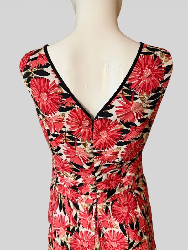 Robbie Bee Coral Pink Floral V-Neck Midi Dress - Image 5