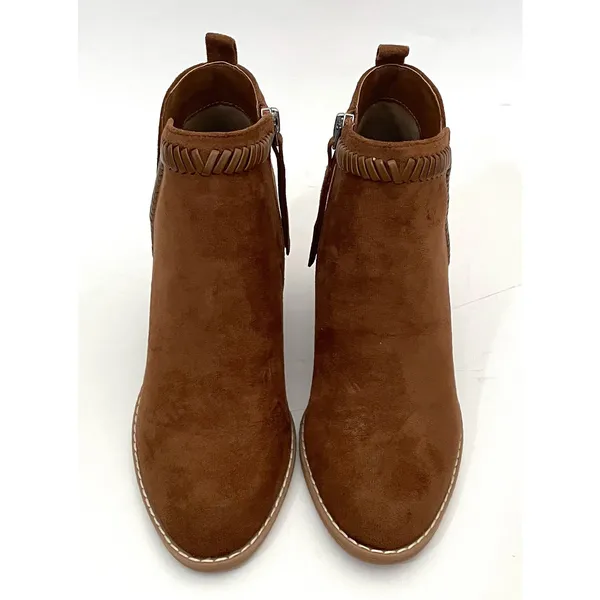 Dolce Vita Heeled Pointed Toe Suede Western Bootie Brown Tan Size 7 NEW - Image 2