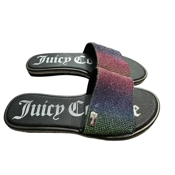 Juicy Couture Bling Slides Sandals Size 7 Rainbow‎ Rhinestone Shiny #S22-1 - Image 3