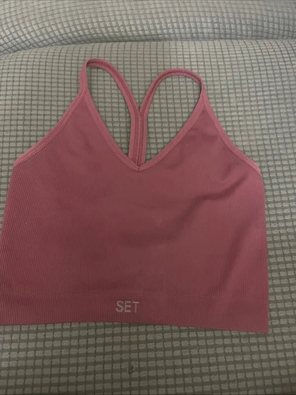 SET Active Sculptflex Ribbed V Bra in Mauve - Image 3