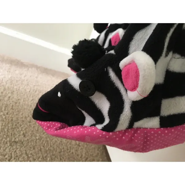 Nick & Nora Adult Unisex Zebra Print Footed Onsies Pajamas Size M Black White - Image 3
