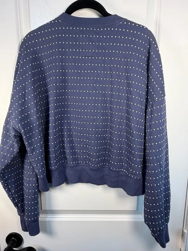 Aerie Blue Textured Dot Cropped Crewneck Sweatshirt- I also have the matching sh - Image 5