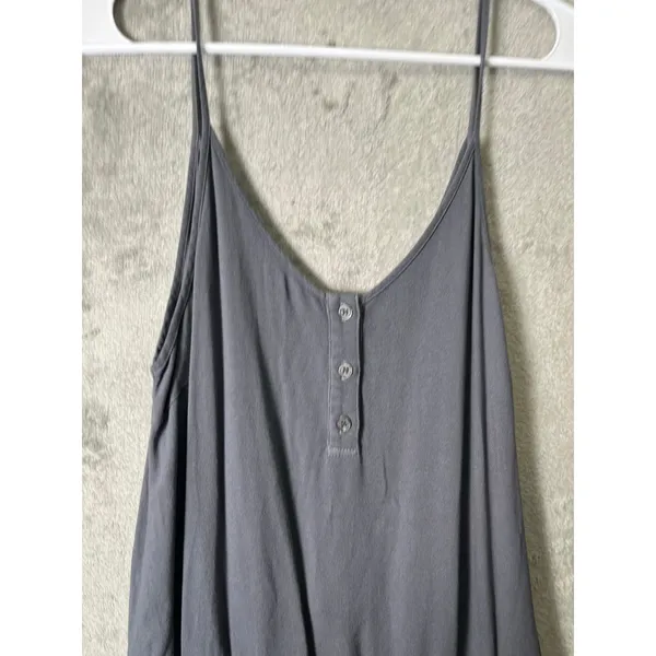 Monrow x Revolve‎ Vintage Gray Henley Romper Soft Jersey Sleeveless Lounge M NEW - Image 2