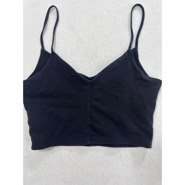 Hollister Womens Black V Neck Cropped Cami Top Spaghetti Strap Size M Minimalist - Image 3