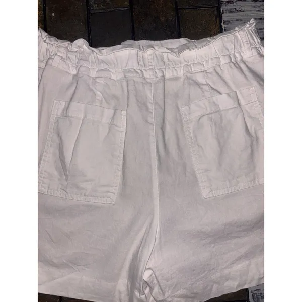 Simply Vera Vera Wang Womens Ivory Cream Linen Blend Paperbag Shorts Medium - Image 3