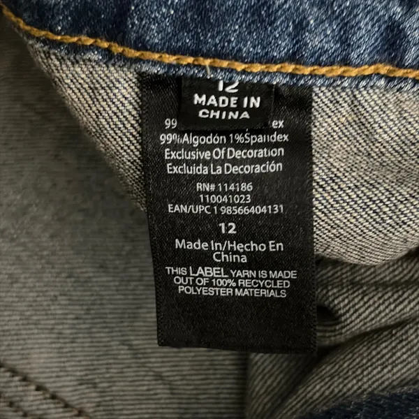 Frye Barrel Jean Medium Wash Floral Laser Etched Wide Leg Denim Pants 12 NEW - Image 5
