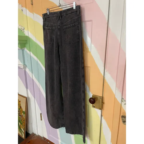 Good American Jeanius Good Skate Sweatpants Black Wide Leg Jeans 8/29 - Image 5