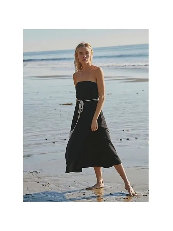 Free People Beach Peyton Tube Dress with White Rope/Beaded Belt Size L - Image 5