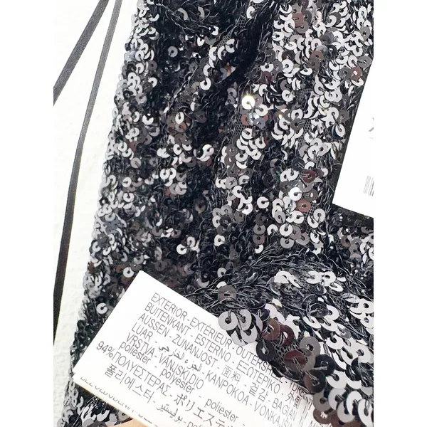 NWT Zara Black Short Sequin Dress With Ruffle Trim Size XS Party Cocktail - Image 7