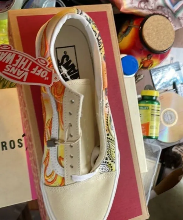 Vans Old Skool Bandana Flame Beige Orange size 8.5 - Image 9