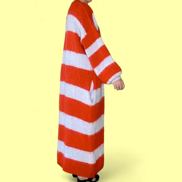 Free People Stripes Mantra Poppy Ice Combo Wool Oversized Long Cardigan - Image 5